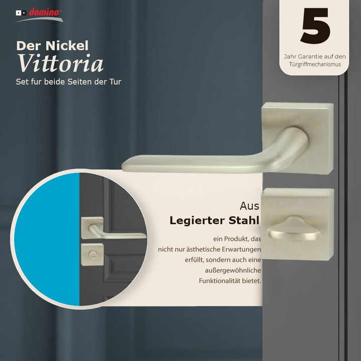 domino Türgriff VITTORIA-QR M9 WC-Bad Drückergarnitur für Zimmertüren Türdrücker-Set Rosetten-Garnit