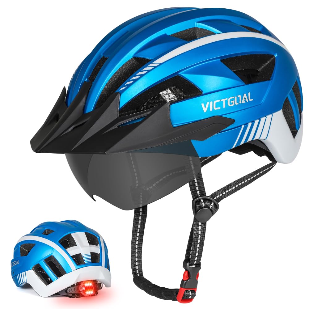 VICTGOAL Fahrradhelm MTB Mountainbike Helm mit magnetischem Visier Abnehmbarer Sonnenschutzkappe und