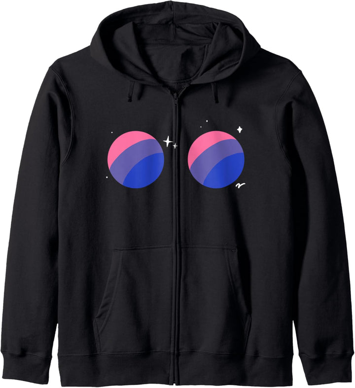 Bisexueller Planet Boobs LGBTQ Bi Pride Flag Space Aesthetic Kapuzenjacke
