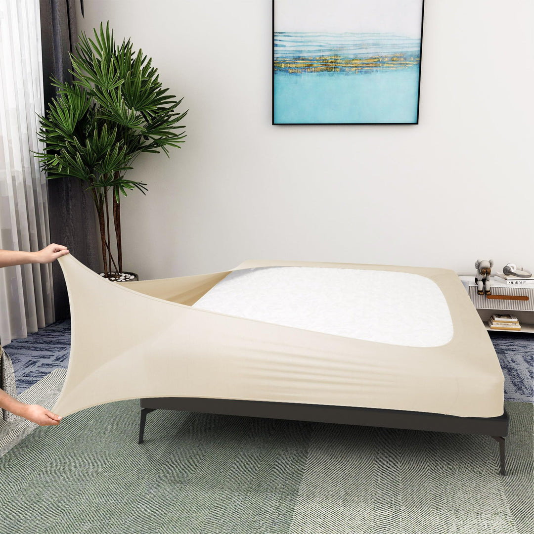 Boxspring-Bezug, King-Size-Bett, Jersey-Strick und dehnbar, 4 Seiten, für Hotel und Zuhause, King-Si