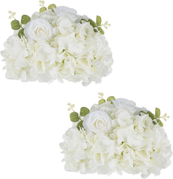 NUPTIO Künstliche Blume Tafelaufsätze für Tische: 2 Stück 30cm Durchmesser Weiss Gefälschte Blumen R