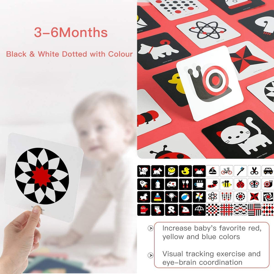 beiens High Contrast Baby Flashcard, 80 PCs 160 Seiten Schwarz Weiss Bunte Visuelle Stimulation Lern