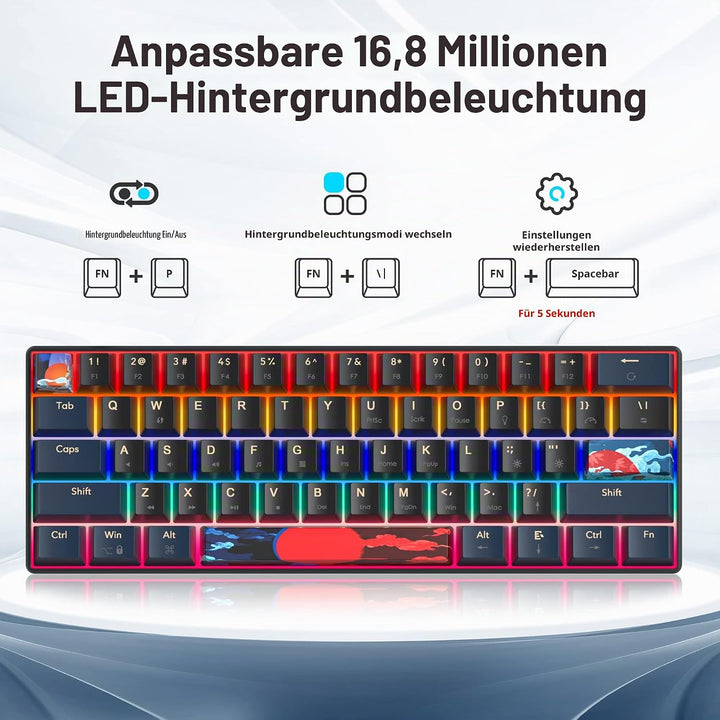 SOLIDEE mechanische Gaming Tastatur 60%,61 Tasten mit Lineare rote Schalter,kabelgebundene mechanisc