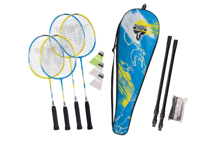 Talbot Torro Badminton-Set Family, Komplettset mit 2 Juniorschläger 53 cm, 2 Standardschläger, 3 Fed