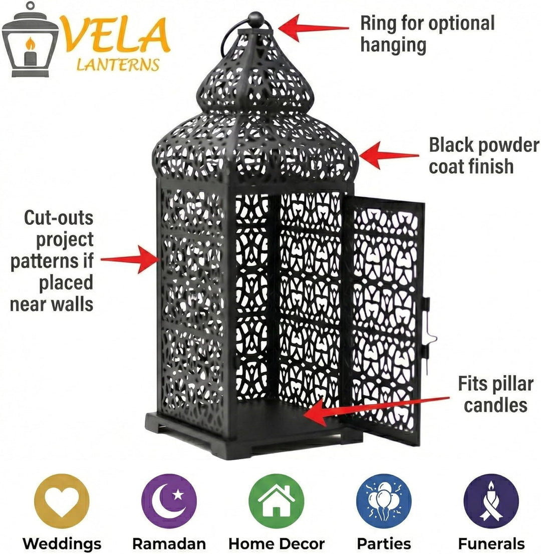 Vela Lanterns Temple Marokkanischer Stil Kerzenlaternen, Schwarz, 2 Stück Set of 2 Schwarz, Set of 2