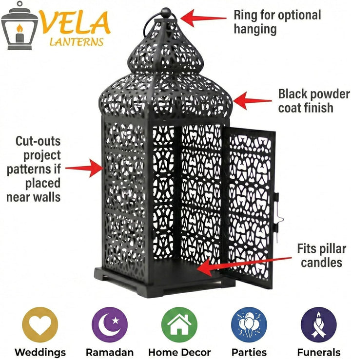 Vela Lanterns Temple Marokkanischer Stil Kerzenlaternen, Schwarz, 2 Stück Set of 2 Schwarz, Set of 2