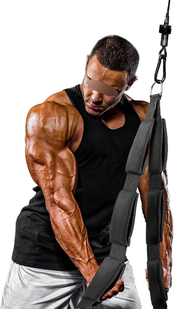 Sarini Trizeps-Seilkabelaufsatz, 3 Grifflängen in 1 Seil für grösseren Bewegungsbereich, Trizeps-Zug