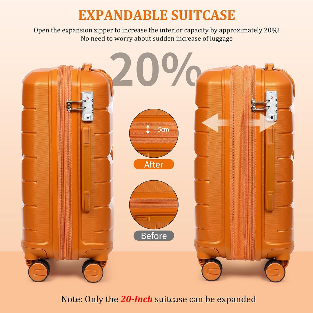 Sea choice Hartschalen Koffer Trolley Erweiterbar Kabinen Handgepäck 100% PP Leicht Reisekoffer mit