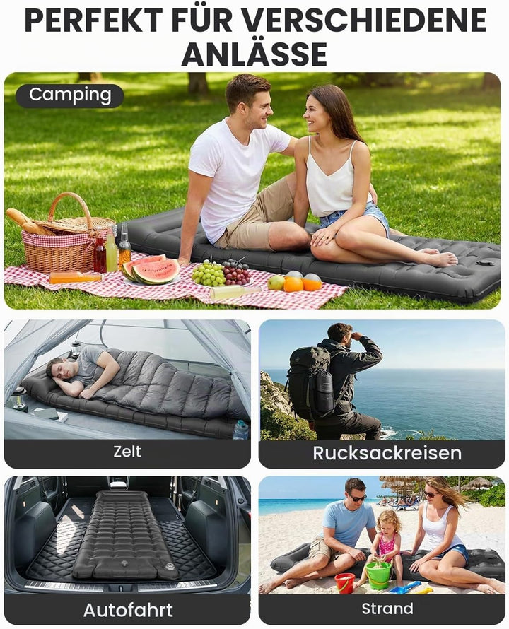 WARMTUYO Isomatte, Luftmatratze Camping mit Elektrisch Pumpe, 12CM Dicke Matratze Outdoor Aufblasbar