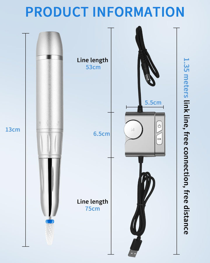 Nagelfräser, Nagelfräser für Gelnägel, Elektrische Nagelfeile 40000 u/Min Verstellbare Geschwindigke