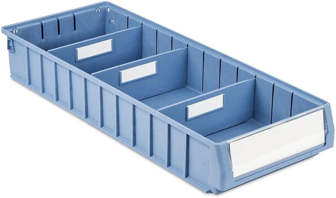 SparSet 5x Regalkasten 600 BN mit Etikett & Schutzhaube | HxBxT 9x23,4x60cm | 9,4 Liter | Sichtlager