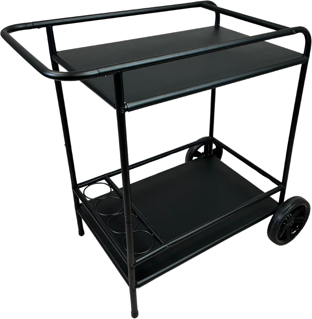 abc HOME | Outdoor Servierwagen | Zwei Ablageflächen | Flaschenhalterungen | 81 cm H