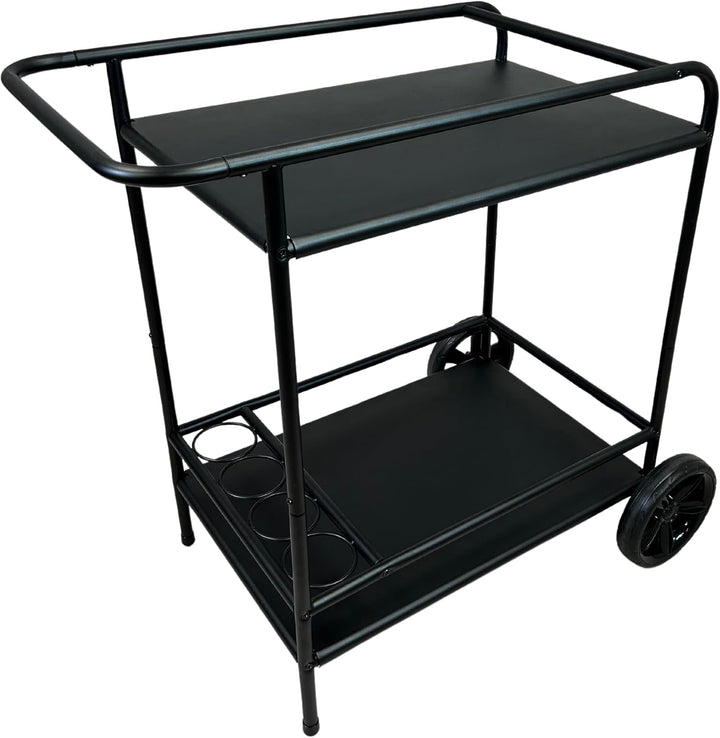 abc HOME | Outdoor Servierwagen | Zwei Ablageflächen | Flaschenhalterungen | 81 cm H