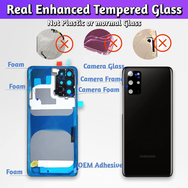 LUVSS Akkudeckel für Samsung Galaxy S20+ Plus Rückseite Glas Deckel Original Backcover Ersatz Repara