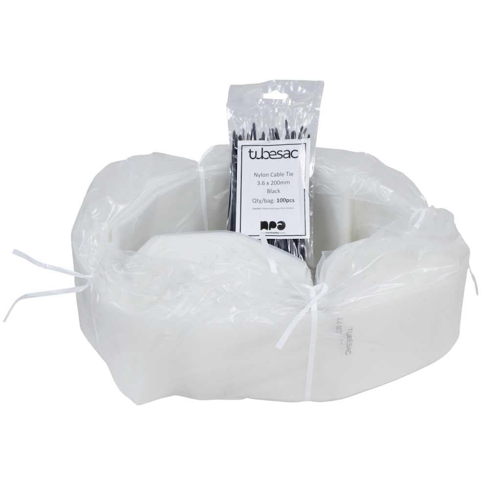 TubeSac DUSTY TP22 1x22m endlos Staubsack in 60 μm mit Kabelbindern kompaktibel zu allen Staubsauger