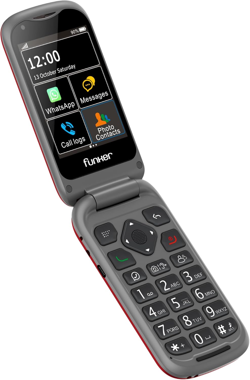 Funker E480 4G-Handy für Senioren mit Whatsapp, grosse Tasten, SOS-Taste und GPS, Videoanrufe, 7,1 c
