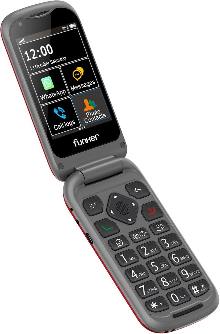 Funker E480 4G-Handy für Senioren mit Whatsapp, grosse Tasten, SOS-Taste und GPS, Videoanrufe, 7,1 c