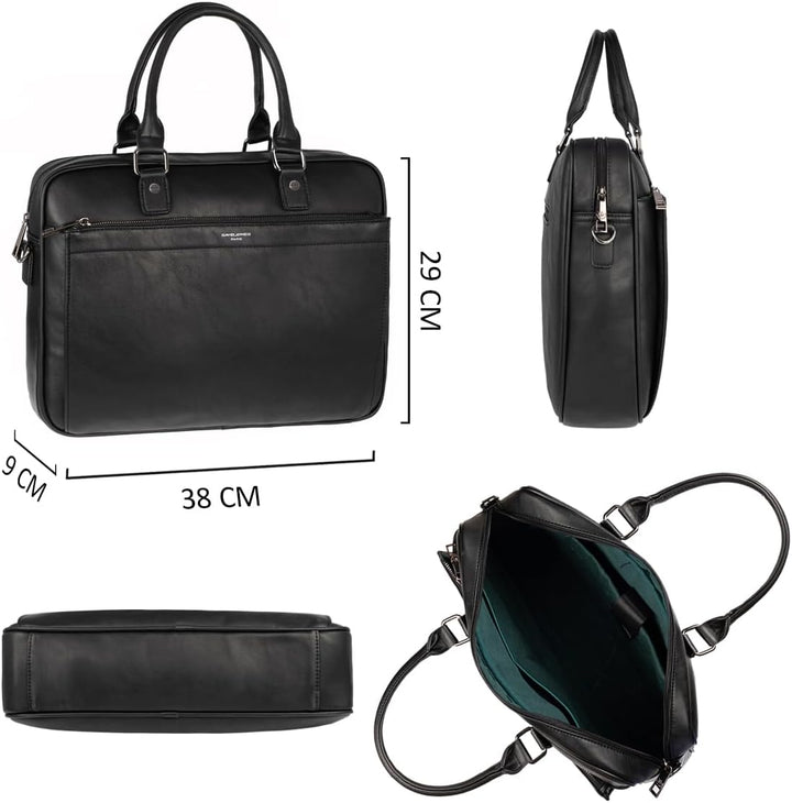 David Jones - Herren Grosse Aktentasche - Mann 15 Zoll Laptoptasche - PU Leder Arbeitstasche Busines