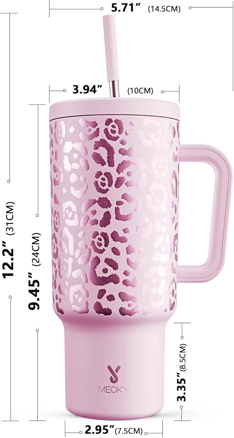 Meoky 1182ml/40oz Thermobecher mit Strohhalm und Griff (PKL)