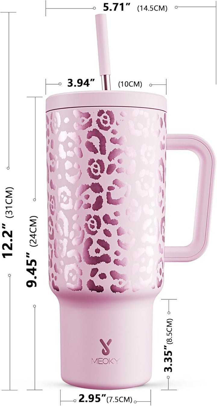 Meoky 1182ml/40oz Thermobecher mit Strohhalm und Griff (PKL)