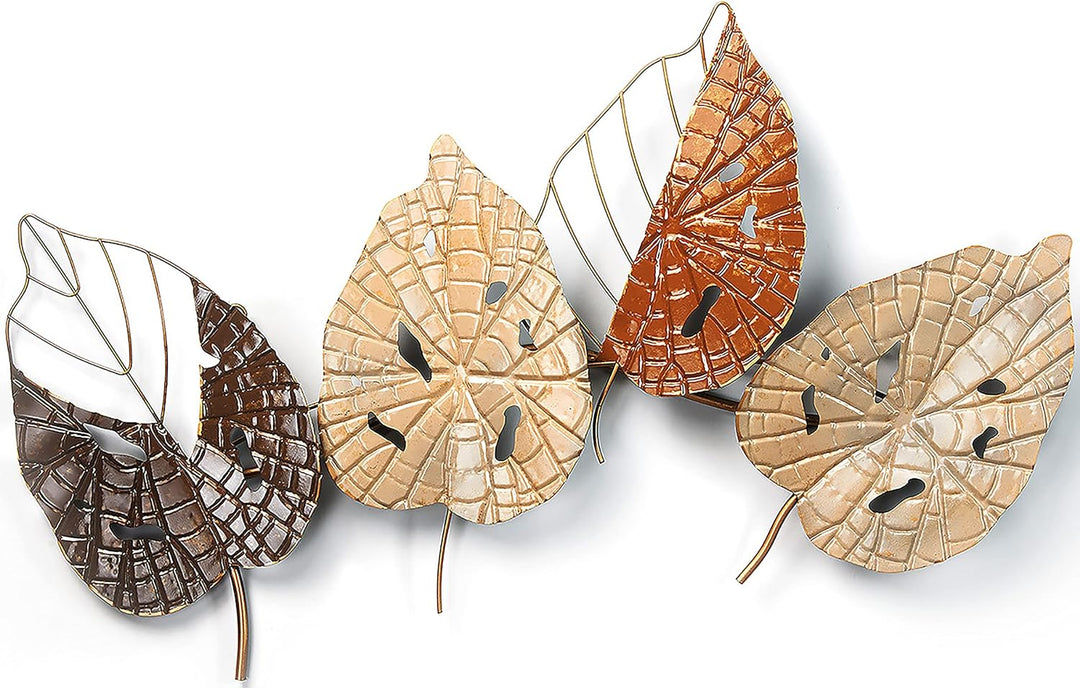 Kobolo Wanddeko Metallbild 3D - Autumn - aus Metall in Braun- und Goldtönen