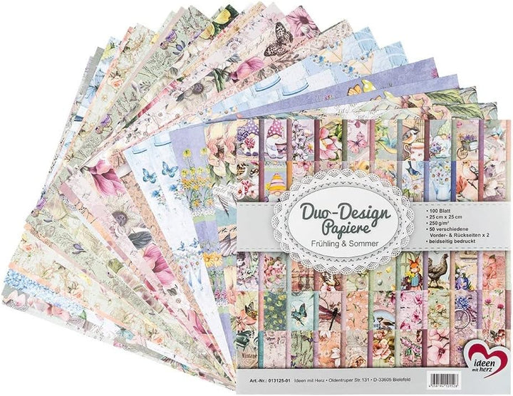 Ideen mit Herz Duo-Design-Papiere | Motiv beidseitig bedruckt | hochwertiges Dekor-Papier | Bastel-K