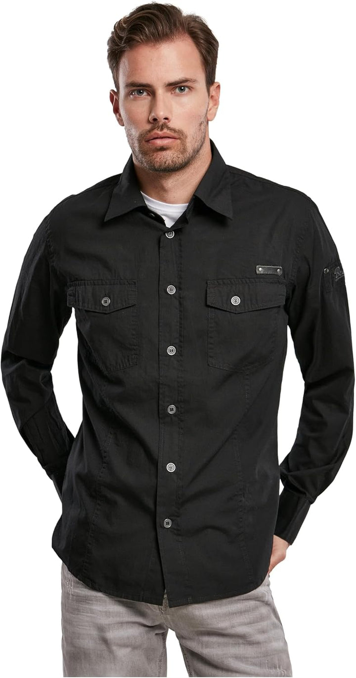 Brandit Men Slim Shirt Herren Hemd 4005 S Schwarz, S Schwarz