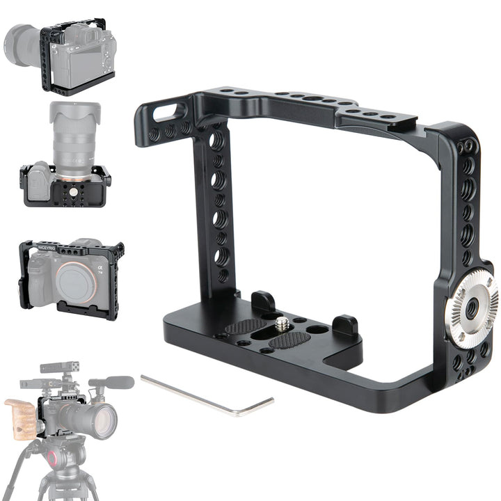 NICEYRIG A7 III/A7R III/A7R II/A7S II/A7 II Kamera Käfig mit HDMI Kabelklemme Style Rosette für Sony