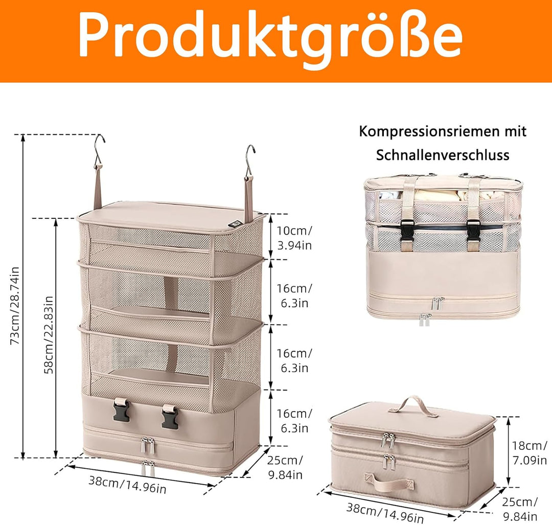 SUGODA Koffer Organizer, 5 Schichten Packing Cubes, Compression Organizer Packing, Camping Hängend,