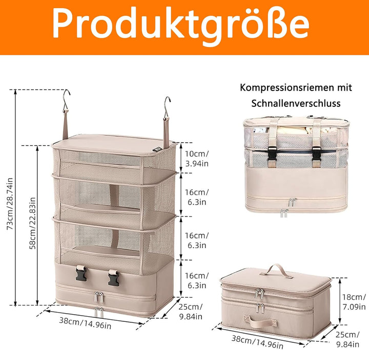 SUGODA Koffer Organizer, 5 Schichten Packing Cubes, Compression Organizer Packing, Camping Hängend,