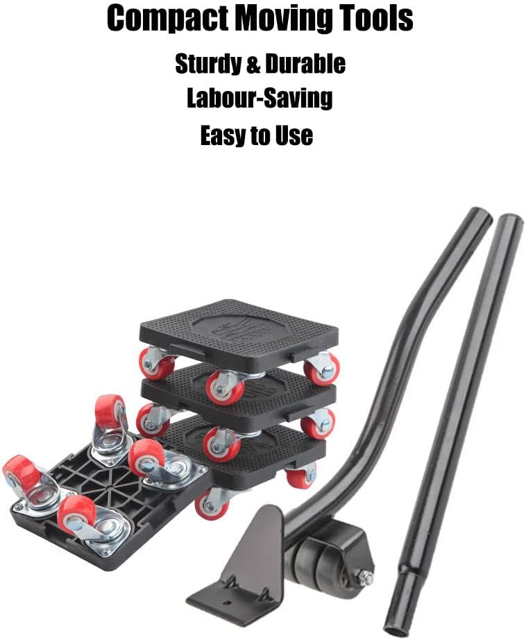 Schwere Möbelheber mit Verlängerungsstange und 4 Rädern, Möbelschieber, 400 kg Tragfähigkeit, Möbel-
