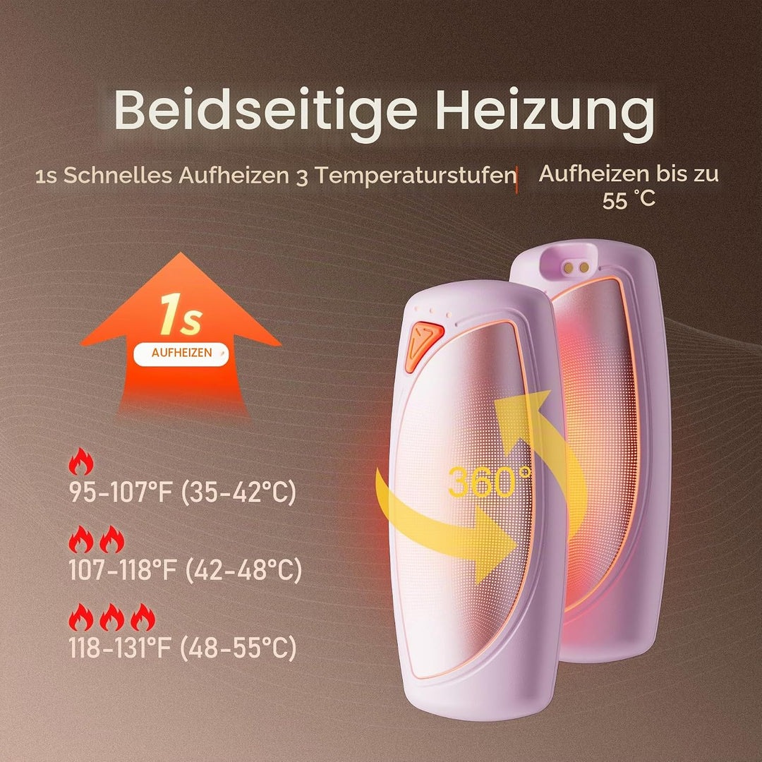 COTOP Handwärmer Elektrisch, 2er Set Taschenwärmer Wiederverwendbar mit Ladecase, 14.000 mAh Akku Au