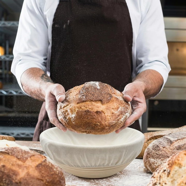 2 Stück Hochwertiges Gärkörbchen, Gärkorb für Sauerteigbrot, Gärkorb Rund 23cm, Antihaft & Pflegelei