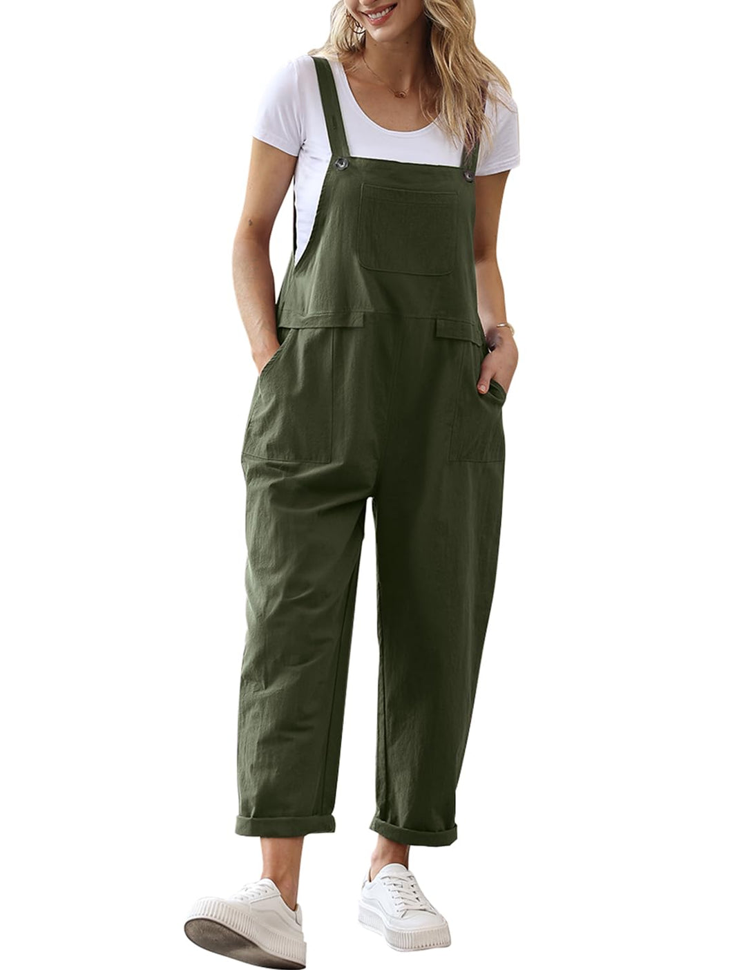 YESNO Damen Latzhose Sommer Oversize Trägerhose Beiläufig Loose Bib Pants Overall Baggy Jumpsuit Str