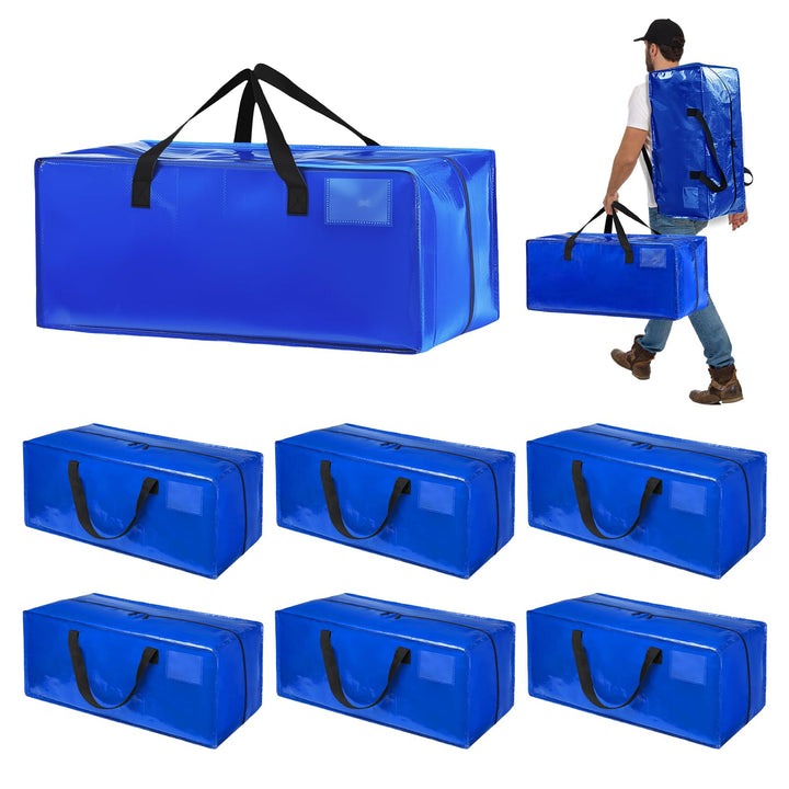 6 Stück Grosse Aufbewahrungstasche 90L, Heavy-Duty Umzugstaschen mit Rucksackgurten und Griffee, Rob