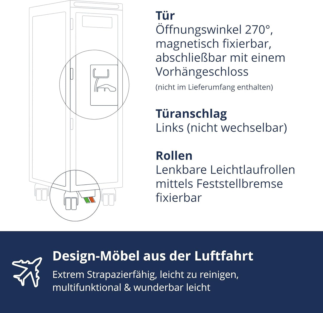 VanDeBord Flugzeug Trolley Airliner Neu (Gelb, Originaltür), Original Flugzeugtrolley, Flugzeug Serv