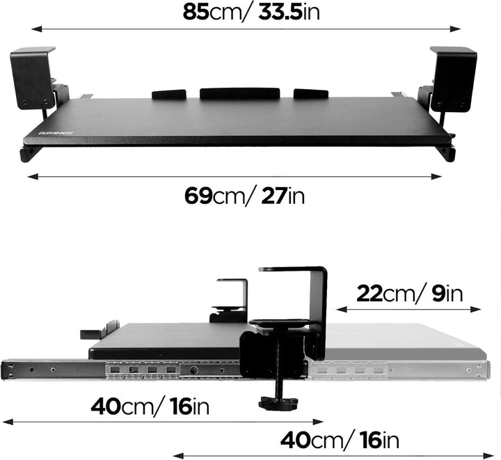 Duronic DKTPX1 Tastaturauszug | Tastaturschublade 68 cm breit 28 cm lang | Tastaturhalterung mit Kle