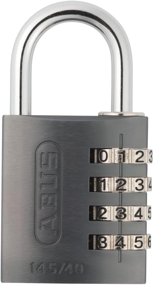 ABUS Zahlenschloss 145/40 Titanium - Kofferschloss, Spindschloss u. v. m. - Aluminium-Vorhängeschlos