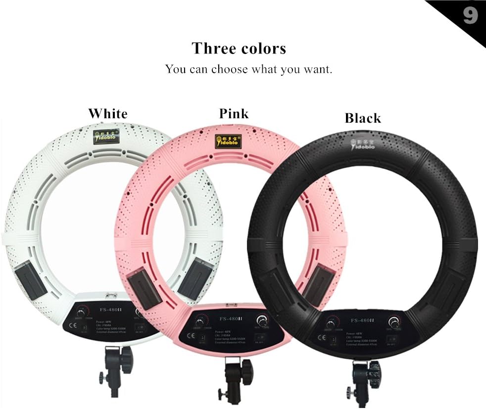 YIDOBLO FS-480II 5500K Bio-Farbkamera Foto / Studio / Telefon / Video 18 '' 480 LED Ringlicht LED La