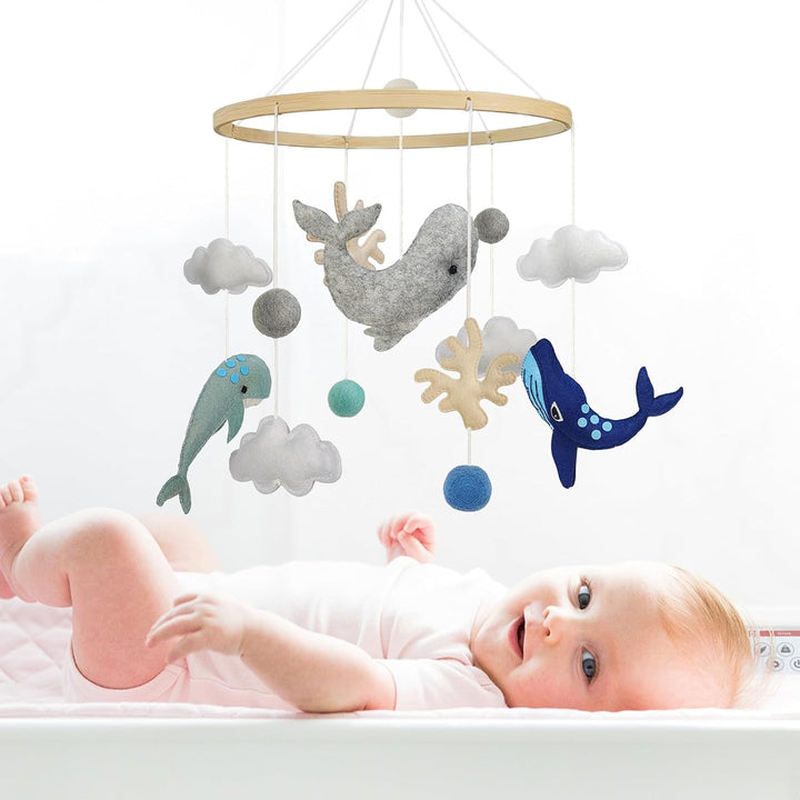 Mobil Baby Filz Wale Koralle Holz Meeres-Elemente Hängende Bettglocke Windspiel für Neugeborene Gesc