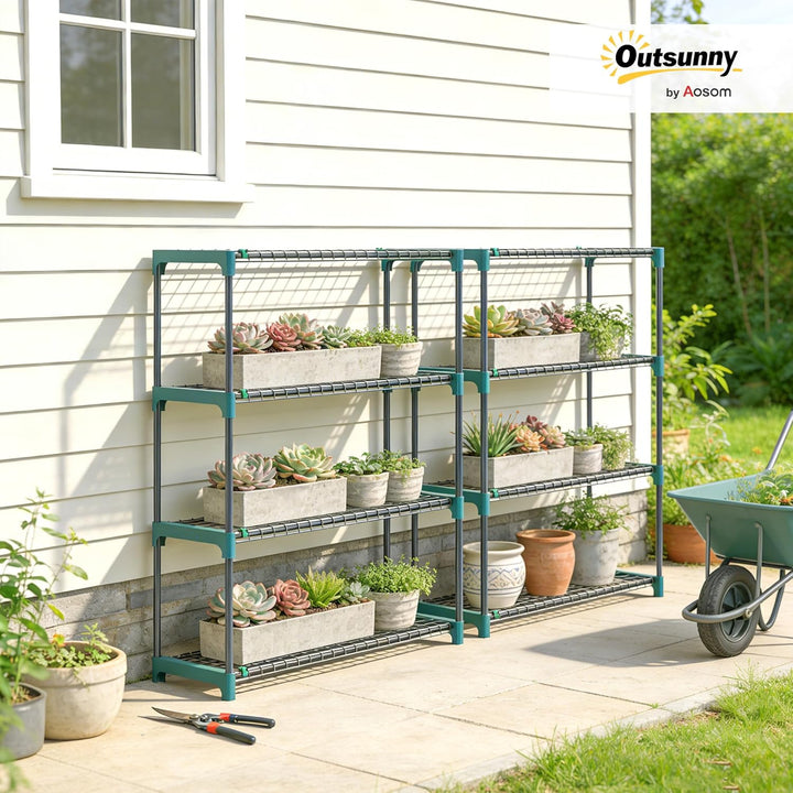 Outsunny 2er-Set Pflanzenständer, 4-Etagen 104 cm hoch Blumenständer für Innen Aussen, Pflanzenregal