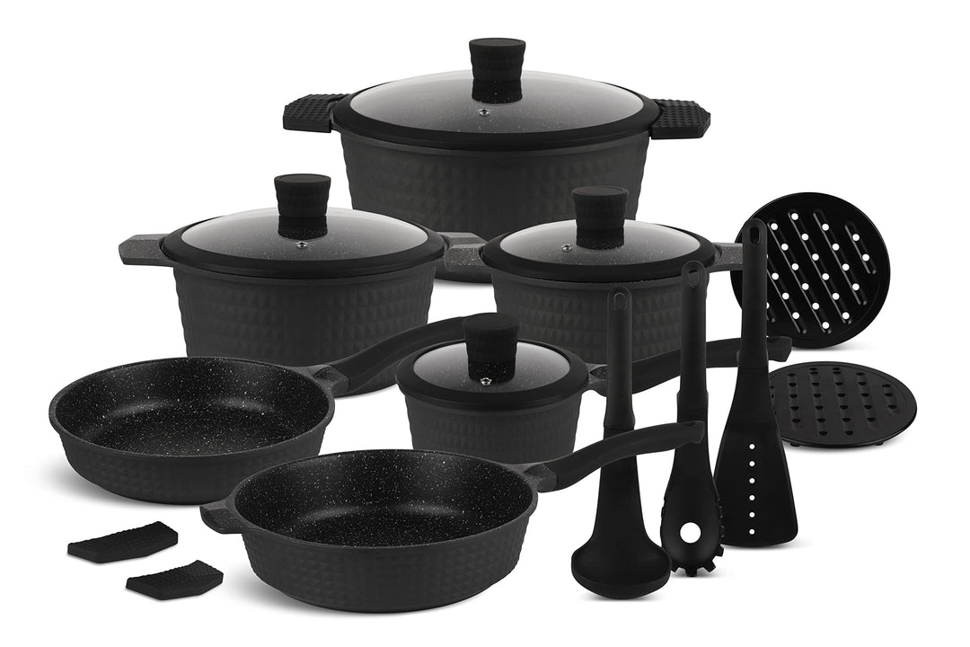 EDENBERG 15 TLG Topfset Induktion, Töpfe & Pfannen beschichtet, Kochtopf Set | induktions Töpfe Set,