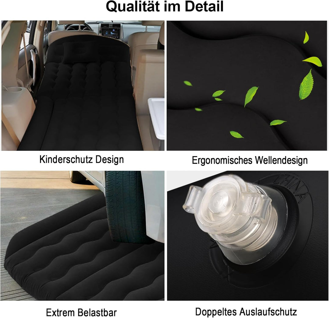 Auto Luftmatratze SUV Aufblasbare Matratze 190x125cm Beflocktes Luftbett Auto für Rücksitz & Kofferr