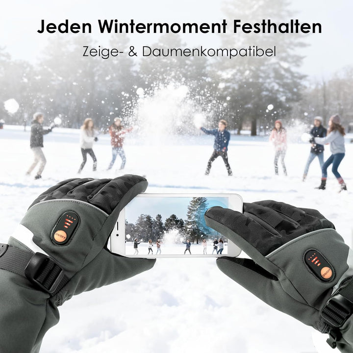 Minthouz W11 Beheizbare Handschuhe für Herren Damen, 7.4V Akku Beheizte Handschuhe, 3 Heizstufen Hea