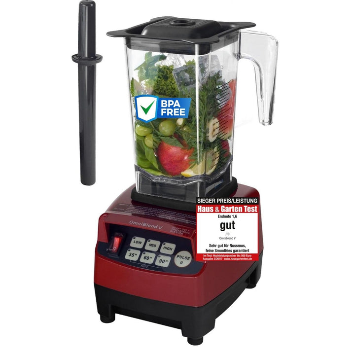 OmniBlend Smoothie Maker 1,5L in rot I Smoothie Mixer inkl. BPA-freiem Behälter & 6-Klingen-System a