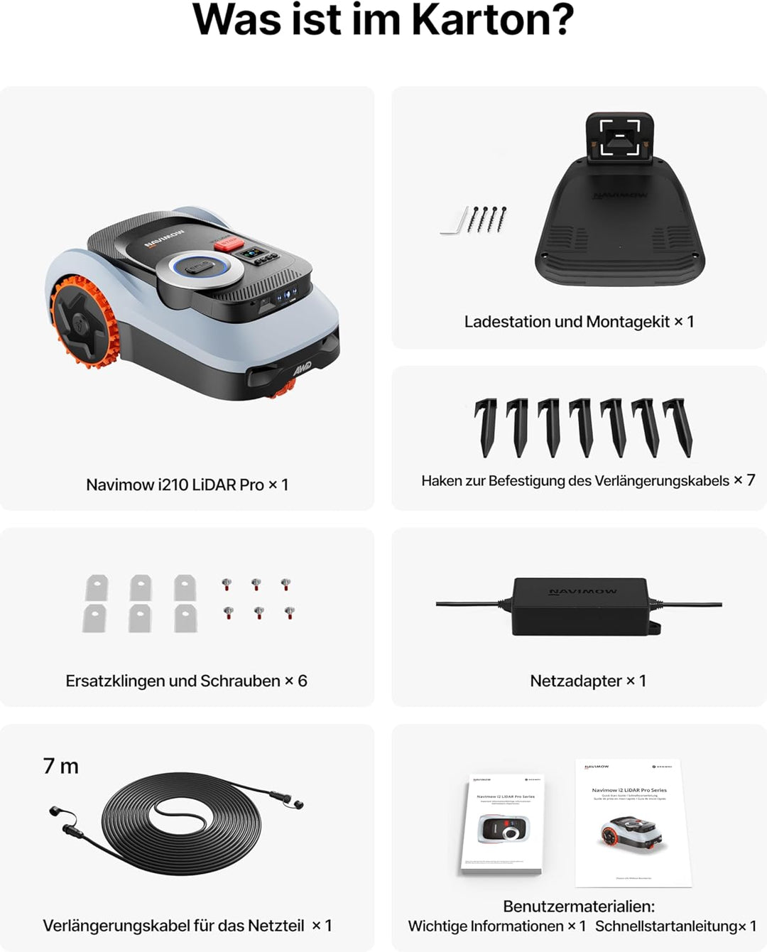 Segway Navimow i210 LiDAR Pro Mähroboter mit Garage M für 1000 m², LiDAR+Vision+NRTK Tri-Fusion-Posi
