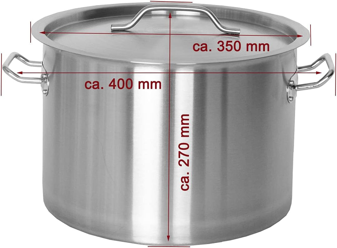 Beeketal 'BKT-17A' Gastronomie Kochtopf ca. 16 Liter aus Edelstahl mit starken Griffen und Deckel, T