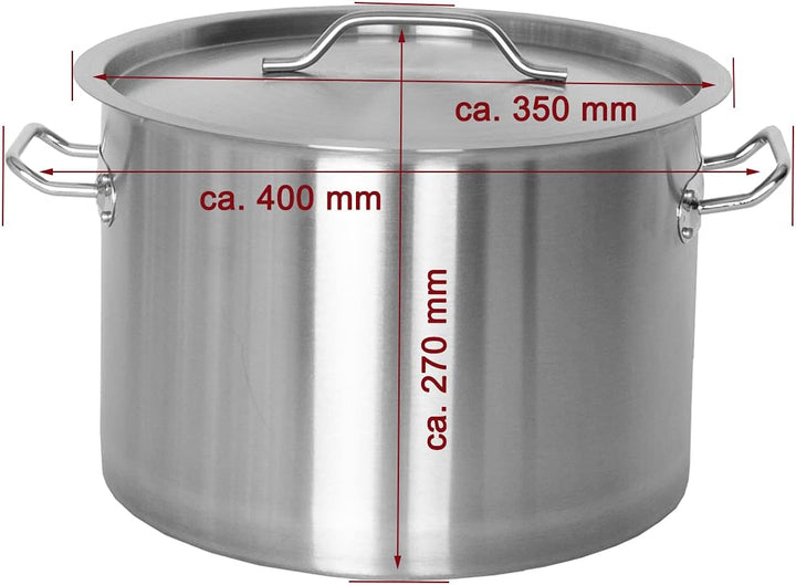 Beeketal 'BKT-17A' Gastronomie Kochtopf ca. 16 Liter aus Edelstahl mit starken Griffen und Deckel, T