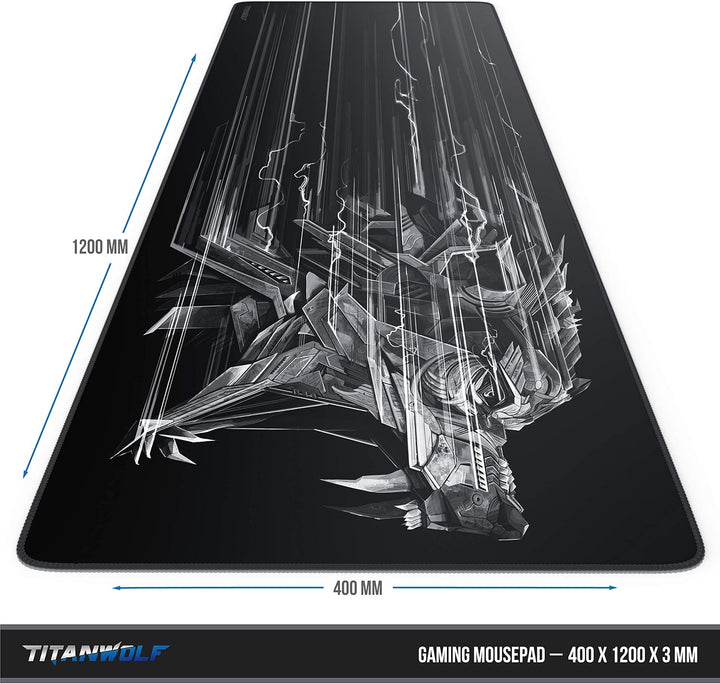 TITANWOLF - Übergrösse Mauspad Gaming Titanwolf 1200x400mm - XXXL Mousepad gross mit Motiv - Tischun
