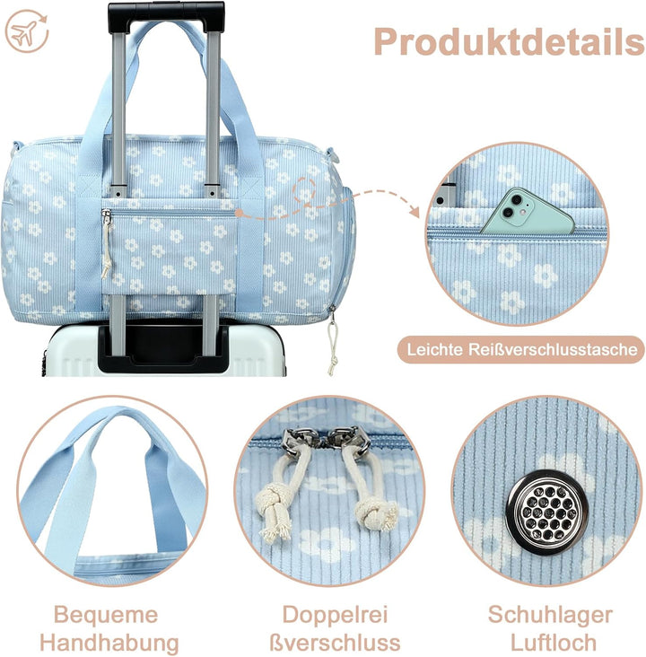 Sporttasche Kinder Schwimmtasche Jungen Damen mit Schuhfach und Nassfach Badetasche Teenager Kleine